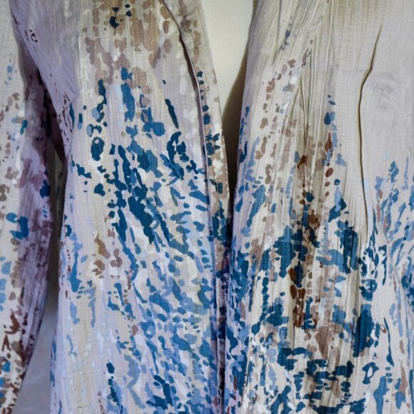 Coldwater Creek Linen Blend Abstract Art To Wear Blazer Jacket M - Picture 5 of 6